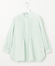 J.PRESS LADIES 【洗える】 コットンアセVis ストライプ バンドカラー ブラウス