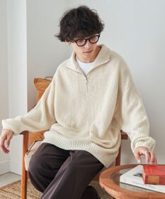 WEGO ルーズフィットハーフZIPプルオーバー