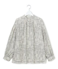23区 L 【洗える】モノクロトーンプリント ブラウス