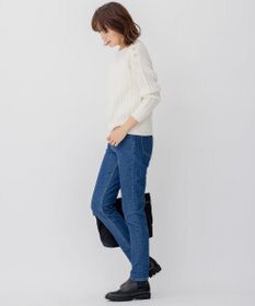 23区 【洗える】ウールコード 肩ボタンケーブル柄 ニット