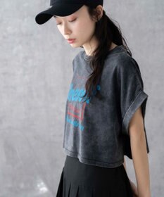 WEGO 【洗える】ヴィンテージウォッシュロールアップショートTシャツ