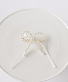 Maison de FLEUR パールサテンリボンバレッタ