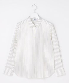 J.PRESS LADIES BEZコットンナイロン ストライプ シャツカラー ブラウス