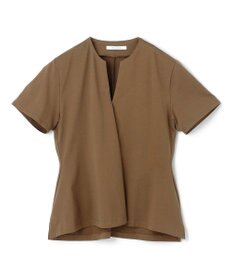 BEIGE， 【洗える】STOCK / オーガニックコットン半袖Vスリットトップス