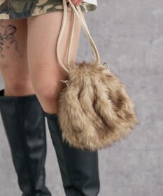 WEGO ファー巾着チェーンショルダー