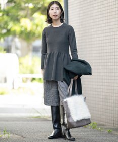 23区 S 【Sサイズ限定】ヴィスコースストレッチ ペプラムデザイン ニット