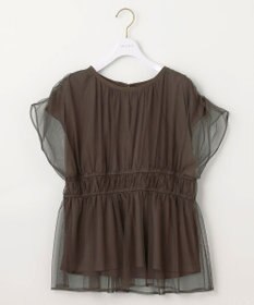 ANY SIS 【洗える】チュールペプラム ブラウス