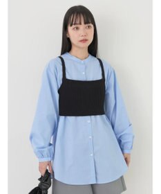 earth music&ecology ＳＥＴ２点ニットビスチェ＋ノーカラーシャツ