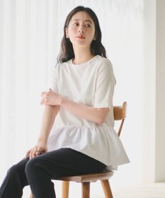 #Newans 【撥水・吸水速乾】コンビネーションペプラムチュニックカットソー