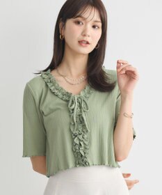 earth music&ecology フリルカットリブカーディガン