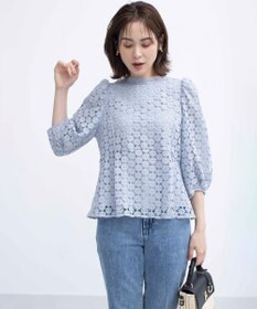 組曲 S 【WEB限定】フラワーレース ペプラムトップス