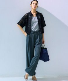 23区 【接触冷感/UVカット/吸水速乾】ストレッチジョーゼット ワイド パンツ