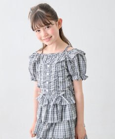 ANY KIDS 【洗濯機可能】2WAY チェックブラウス