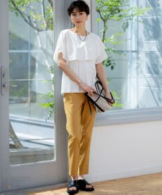 23区 L 【汗じみ防止/洗える】スムースデザイン ラッフルカラー カットソー