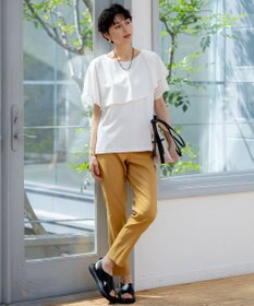 23区 S 【汗じみ防止/洗える】スムースデザイン ラッフルカラー カットソー