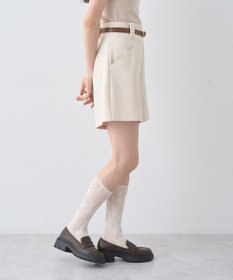 earth music&ecology ベルト付きタブデザインショートパンツ