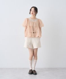 earth music&ecology ベルト付きタブデザインショートパンツ