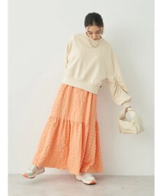 earth music&ecology クルーネック袖シャーリングスウェット