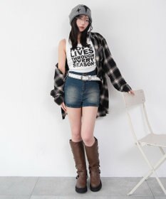 WEGO ハイウエストマイクロデニムショーツ