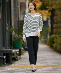 自由区 【XSサイズ～/洗える/セット着用可】ドライコットンハイゲージVネック ニット