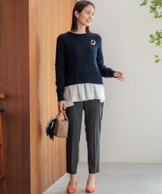 組曲 L 【前後着用可】コットンカシミヤ混2WAYケーブル ニット