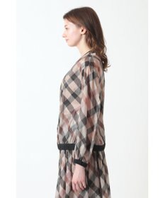 DAKS ハウスチェックシアー リップルブルゾン