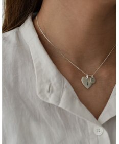 yoaa シルバー925 ハートプレートブラックダイヤモンドネックレストップ