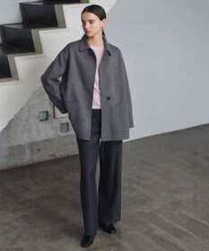 BEIGE， 【WEB限定・洗える】WILLOW / ストレッチクルーネックリブニット