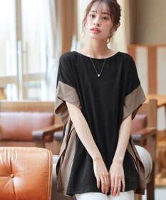 Tiaclasse 【洗える】配色カットソードルマントップス