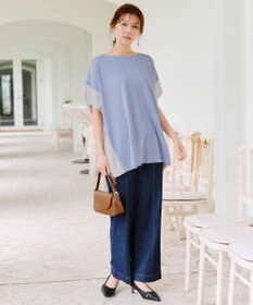 Tiaclasse 【洗える】配色カットソードルマントップス