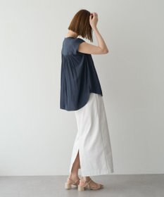 YECCA VECCA <<接触冷感>>フレンチスリーブギャザーブラウス