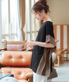 Tiaclasse 【洗える】配色カットソードルマントップス