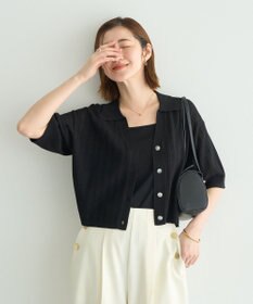 YECCA VECCA ストライプメッシュニットカーディガン