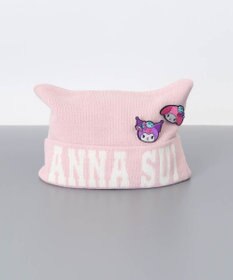 AURORA 【 ANNA SUI（アナ スイ）】マイメロディ&クロミ 刺しゅうブローチ付きネコ耳ニットワッチ