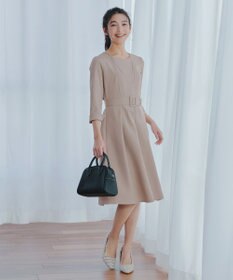 Tiaclasse 【3WAY】リボンブローチ＆ベルト付きフレアワンピース