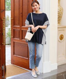 Tiaclasse 【洗える】配色カットソードルマントップス