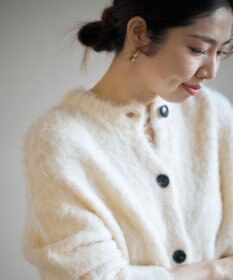 UNFILO 【洗える】アルパカシャギー カーディガン