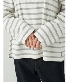 earth music&ecology レースプリントボーダープルオーバー