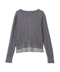 earth music&ecology 【予約】プリーツレイヤーケーブルニットカーディガン