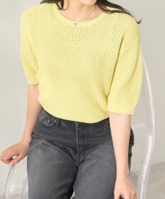 AMERICAN HOLIC 透かし編み半袖ニットプルオーバー