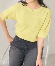 AMERICAN HOLIC 透かし編み半袖ニットプルオーバー