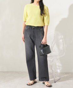 AMERICAN HOLIC 透かし編み半袖ニットプルオーバー