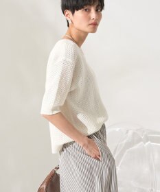 AMERICAN HOLIC 透かし編み半袖ニットプルオーバー