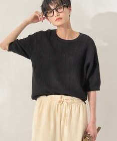 AMERICAN HOLIC 透かし編み半袖ニットプルオーバー