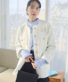 WEGO 【ANGIE VINTAGE/オケージョン対応 / セレモニー対応】ノーカラー ツイードジャケット