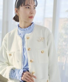 WEGO 【ANGIE VINTAGE/オケージョン対応 / セレモニー対応】ノーカラー ツイードジャケット