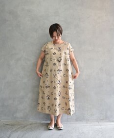 muuc 〈コットン×リネン〉〈高品質なドライタッチ生地〉野小花刺繍ゆったりワンピース