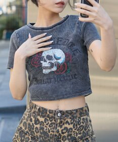 WEGO ヴィンテージウォッシュグラフィックリブT