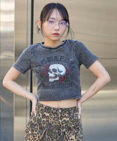 WEGO ヴィンテージウォッシュグラフィックリブT