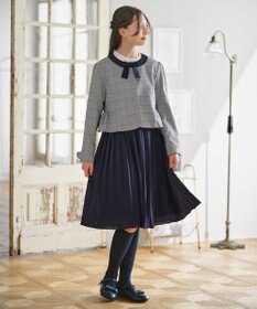 組曲 KIDS 【150-170㎝】グレンチェックジャケット＆プリーツワンピース セット